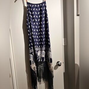 Navy Paisley Fringe dress
